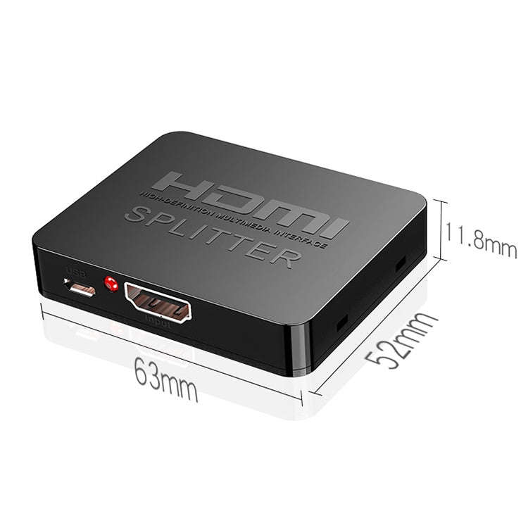 1x2 Mini HDMI Amplifier Splitter, Support 3D & 4K x 2K (Black)
