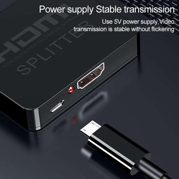 1x2 Mini HDMI Amplifier Splitter, Support 3D & 4K x 2K (Black)