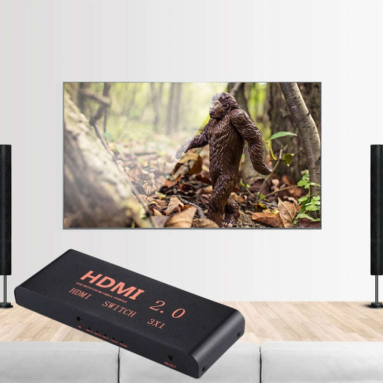 3X1 4K/60Hz HDMI 2.0 Switch with Remote Control, EU Plug