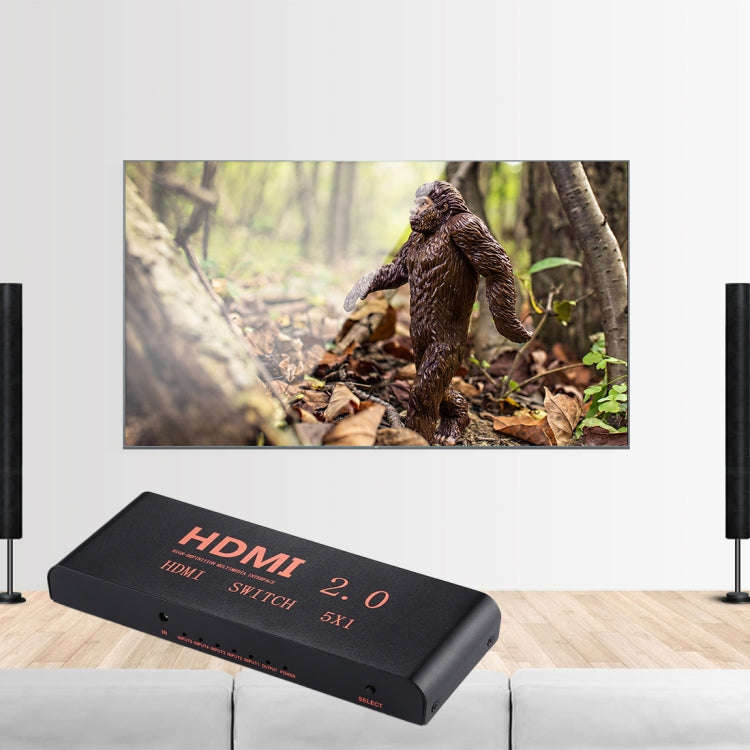 5X1 4K/60Hz HDMI 2.0 Switch with Remote Control, EU Plug