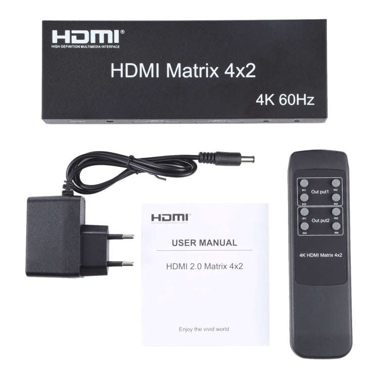 HDMI 4x2 Matrix Switcher / Splitter with Remote Controller, Support ARC / MHL / 4Kx2K / 3D, 4 Por...