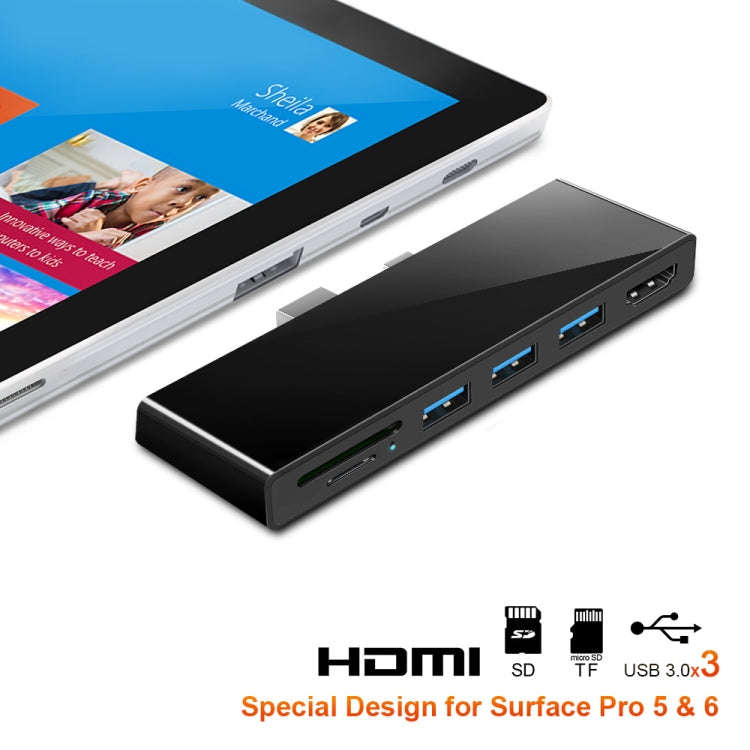 ROCKETEK SK-S5H 3 x USB 3.0 + HDMI + SD / TF Memory Card Reader HUB 4K HDMI Adapter(Black)