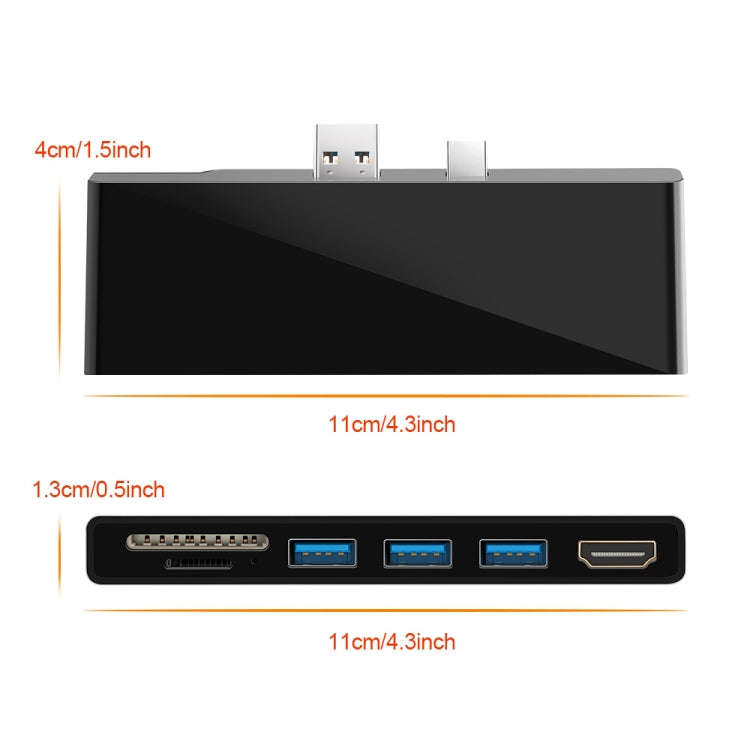 ROCKETEK SK-S5H 3 x USB 3.0 + HDMI + SD / TF Memory Card Reader HUB 4K HDMI Adapter(Black)