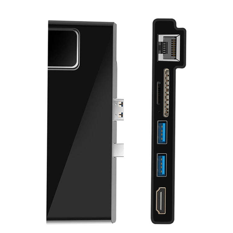 ROCKETEK SK-S5HL RJ45 + 2 x USB 3.0 + HDMI + SD / TF Memory Card Reader HUB 4K HDMI Adapter(Black)