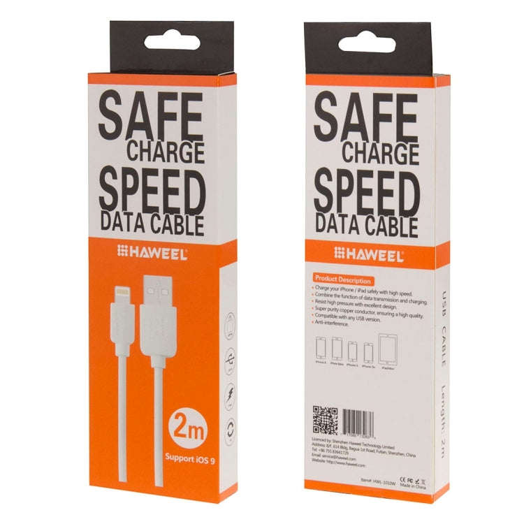 HAWEEL 2m High Speed 8 Pin to USB Sync and Charging Cable for iPhone, iPad(White)