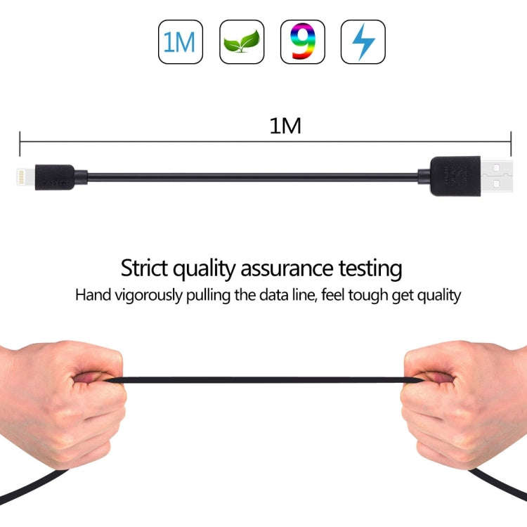 HAWEEL 1m High Speed 35 Cores 8 Pin to USB Sync Charging Cable for iPhone, iPad(Black)