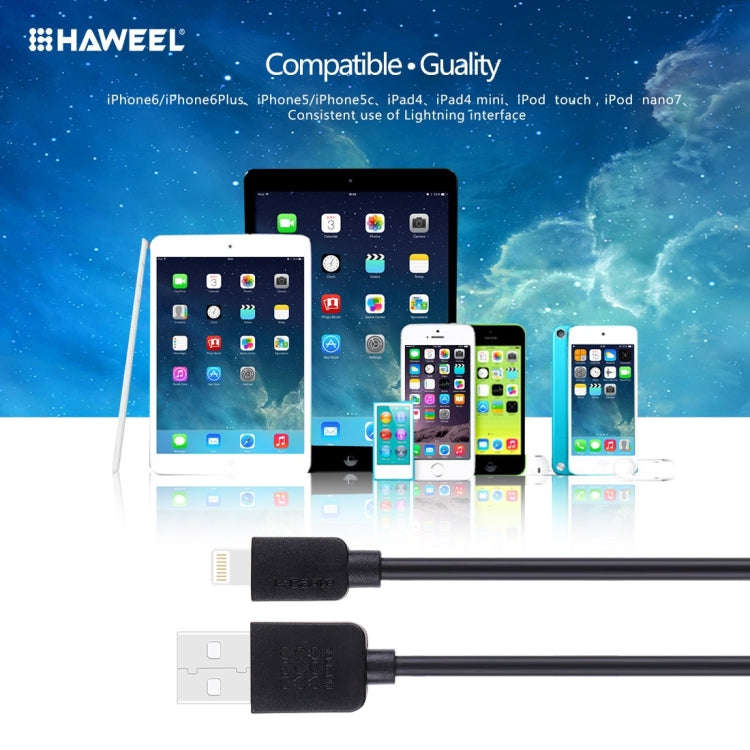 HAWEEL 1m High Speed 35 Cores 8 Pin to USB Sync Charging Cable for iPhone, iPad(Black)