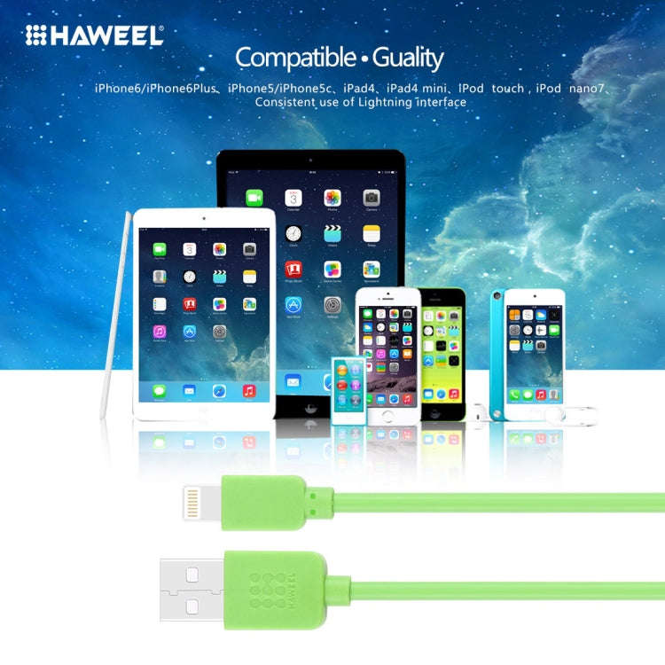 HAWEEL 1m High Speed 35 Cores 8 Pin to USB Sync Charging Cable for iPhone, iPad(Green)