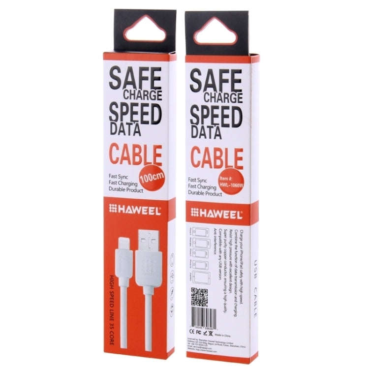 HAWEEL 1m High Speed 35 Cores 8 Pin to USB Sync Charging Cable for iPhone, iPad(White)