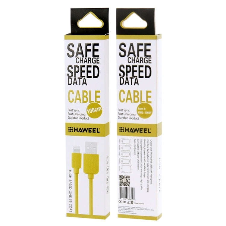 HAWEEL 1m High Speed 35 Cores 8 Pin to USB Sync Charging Cable for iPhone, iPad(Yellow)