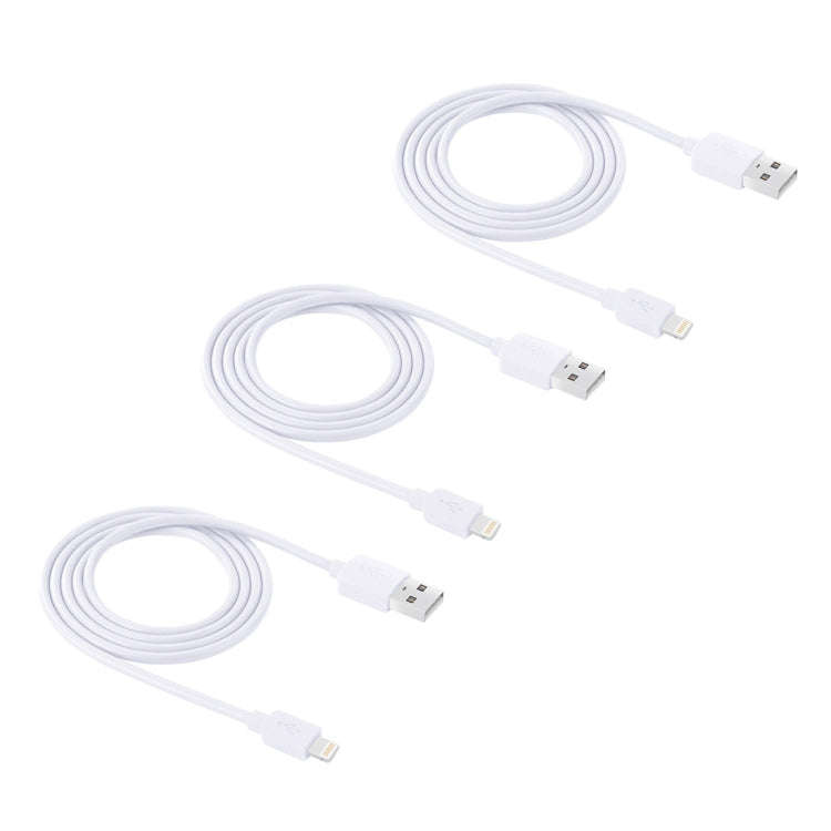 3 PCS HAWEEL 1m High Speed 8 pin to USB Sync and Charging Cable Kit for iPhone, iPad(White)