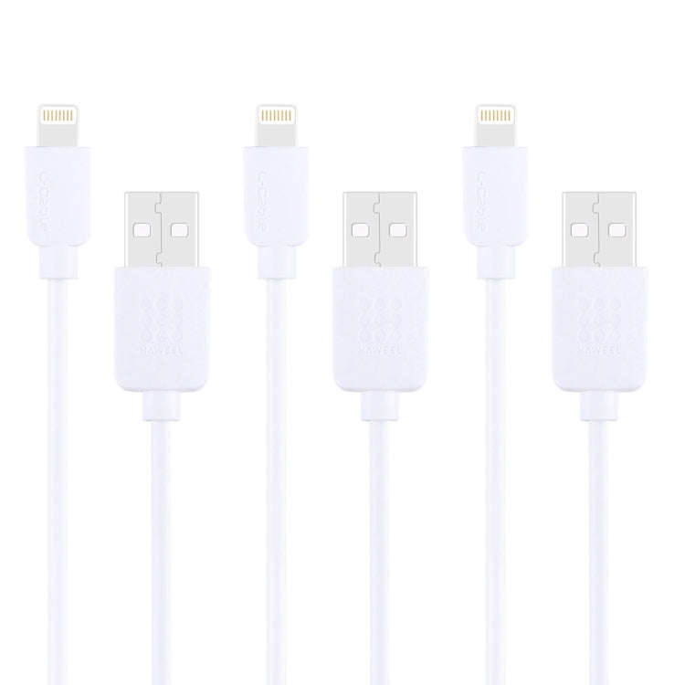 3 PCS HAWEEL 1m High Speed 8 pin to USB Sync and Charging Cable Kit for iPhone, iPad(White)