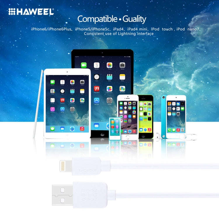 3 PCS HAWEEL 1m High Speed 8 pin to USB Sync and Charging Cable Kit for iPhone, iPad(White)