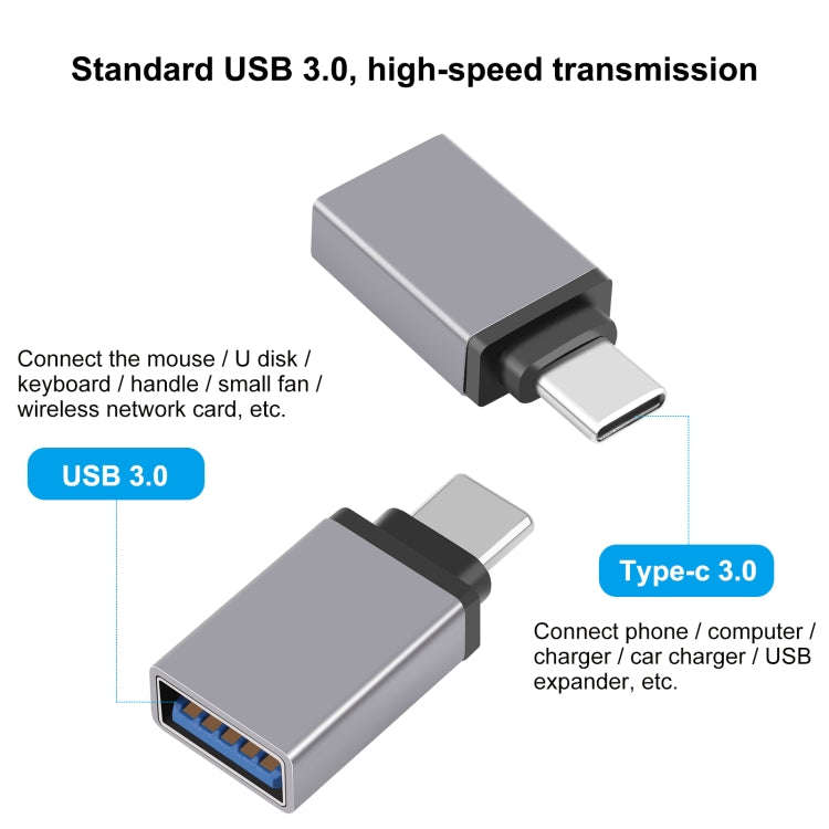 HAWEEL USB-C / Type-C Male to USB 3.0 Female OTG Data Transmission Adapter(Grey)
