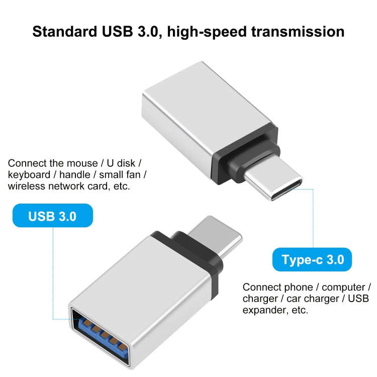 HAWEEL USB-C / Type-C Male to USB 3.0 Female OTG Data Transmission Adapter(Silver)
