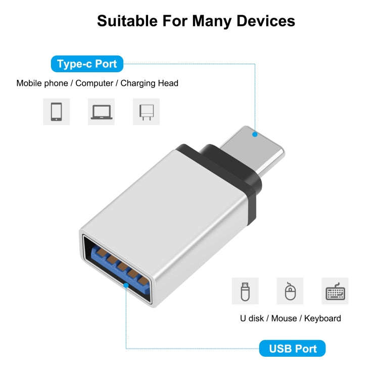 HAWEEL USB-C / Type-C Male to USB 3.0 Female OTG Data Transmission Adapter(Silver)