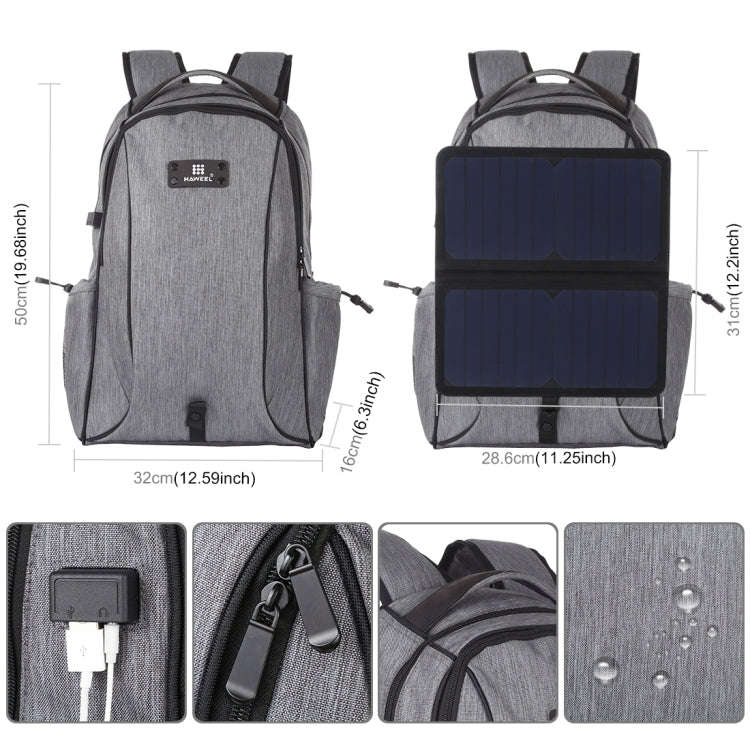 HAWEEL 14W Foldable Removable Solar Power Outdoor Portable Canvas Dual Shoulders Laptop Backpack,...