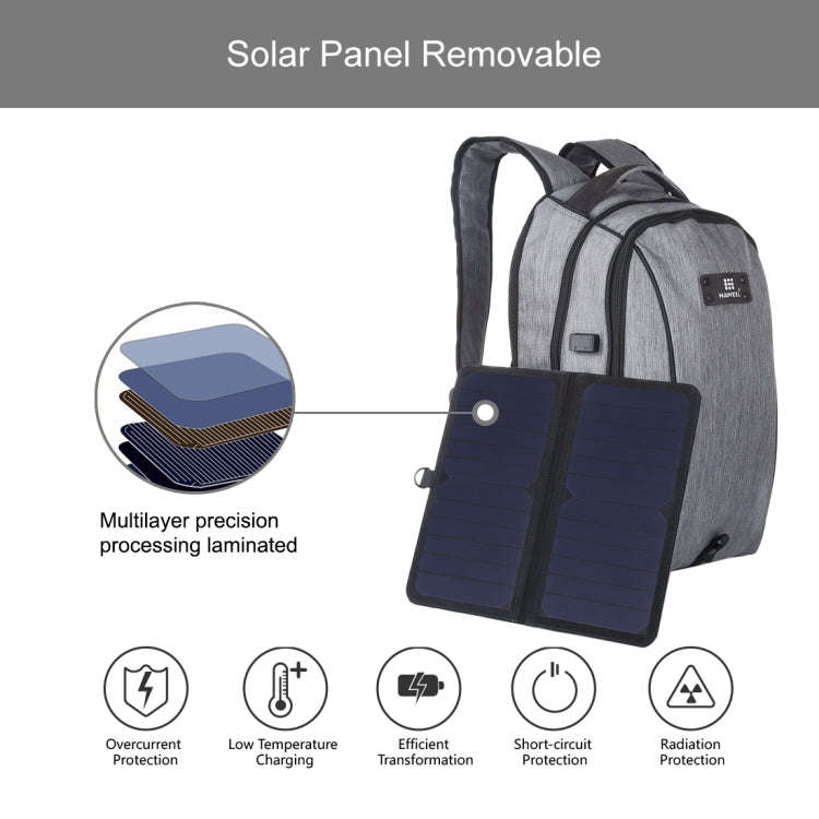 HAWEEL 14W Foldable Removable Solar Power Outdoor Portable Canvas Dual Shoulders Laptop Backpack,...