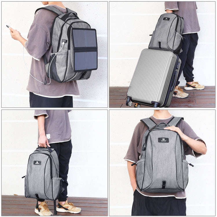 HAWEEL 14W Foldable Removable Solar Power Outdoor Portable Canvas Dual Shoulders Laptop Backpack,...