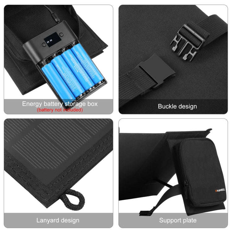 HAWEEL 12W 2 Panels Foldable Solar Panel Charger Bag with 5V / 3.1A Max Dual USB Ports, Support Q...