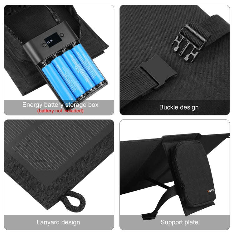 HAWEEL 24W 4 Panels Foldable Solar Panel Charger Bag with 5V / 3.1A Max Dual USB Ports, Support Q...