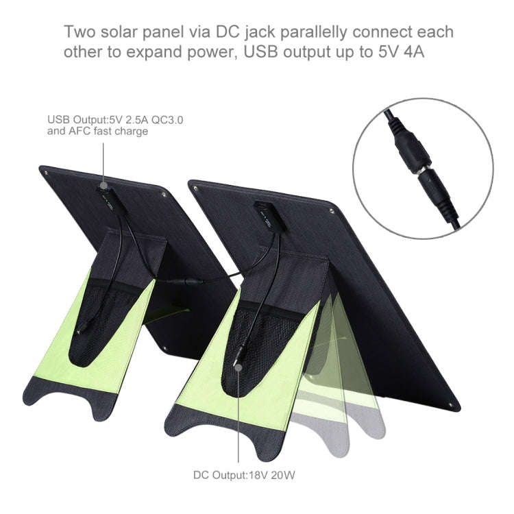 HAWEEL Portable 20W Monocrystalline Silicon Solar Power Panel Charger, with USB Port & Holder & T...