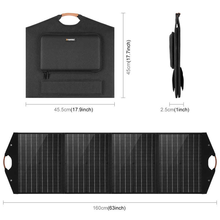 HAWEEL 100W Foldable Solar Panel Charger Travel Folding Bag (Black)