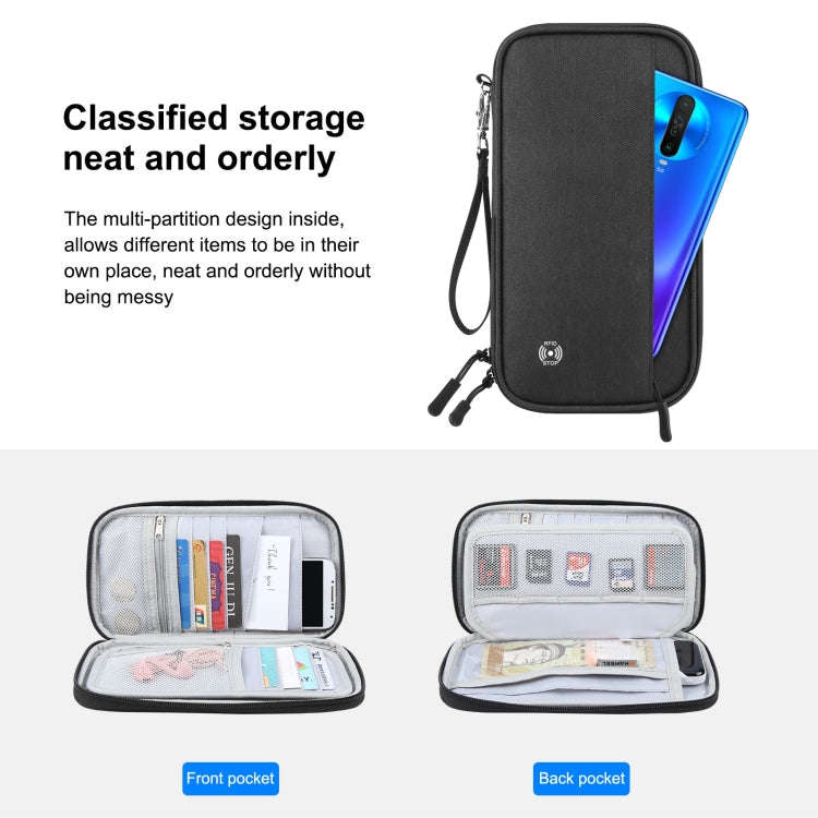 HAWEEL Clutch Bag Passport Wallet Document Organizer Credit Cards Case Bag (Black)