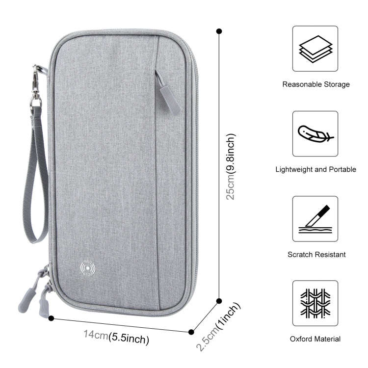 HAWEEL Clutch Bag Passport Wallet Document Organizer Credit Cards Case Bag (Grey)