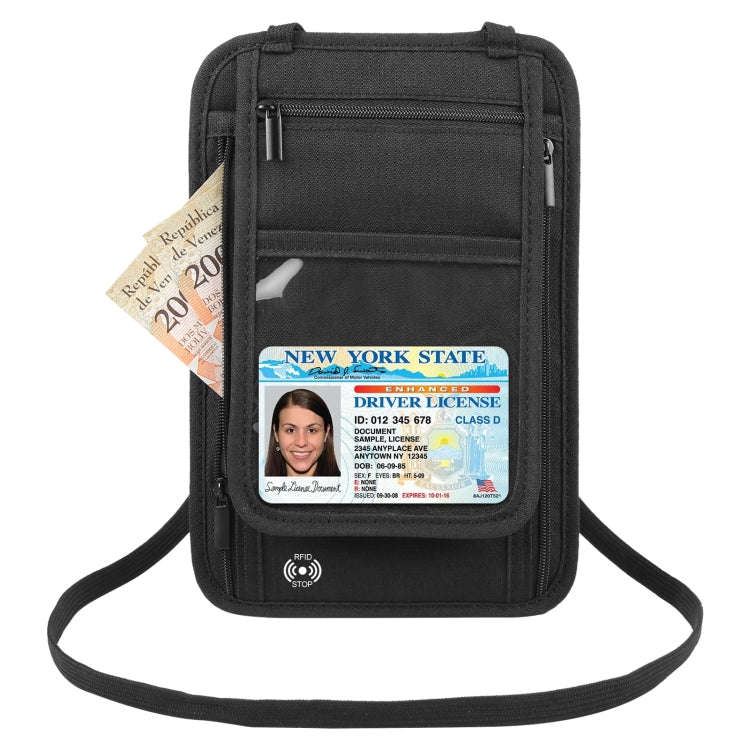 HAWEEL Neck Passport Wallet Bag Document Organizer Credit Cards Case Bag (Black)