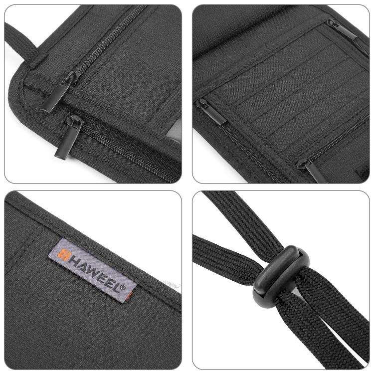 HAWEEL Neck Passport Wallet Bag Document Organizer Credit Cards Case Bag (Black)