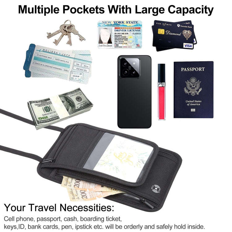 HAWEEL Neck Passport Wallet Bag Document Organizer Credit Cards Case Bag (Black)
