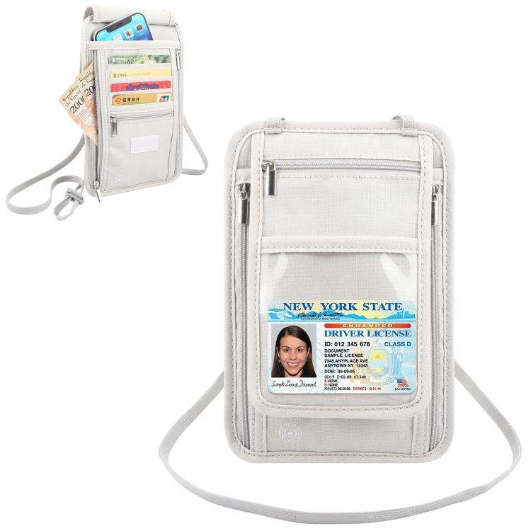 HAWEEL Neck Passport Wallet Bag Document Organizer Credit Cards Case Bag (Grey)
