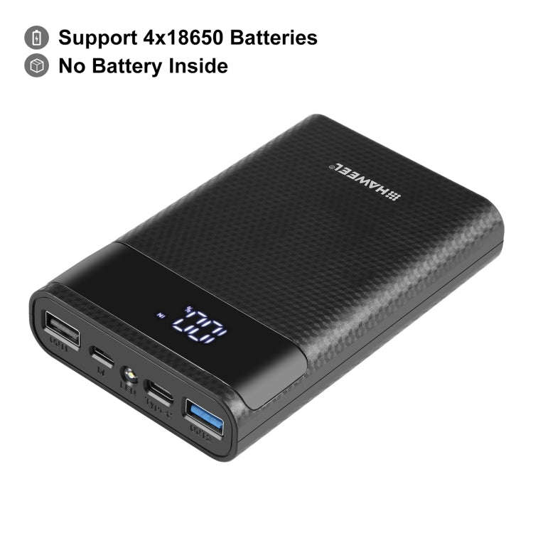 HAWEEL DIY 4x 18650 Battery (Not Included) 12000mAh Dual-way QC Charger Power Bank Shell Box with...