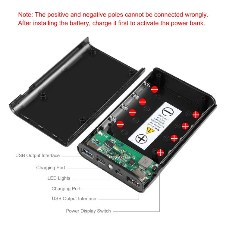 HAWEEL DIY 4x 18650 Battery (Not Included) 12000mAh Dual-way QC Charger Power Bank Shell Box with...