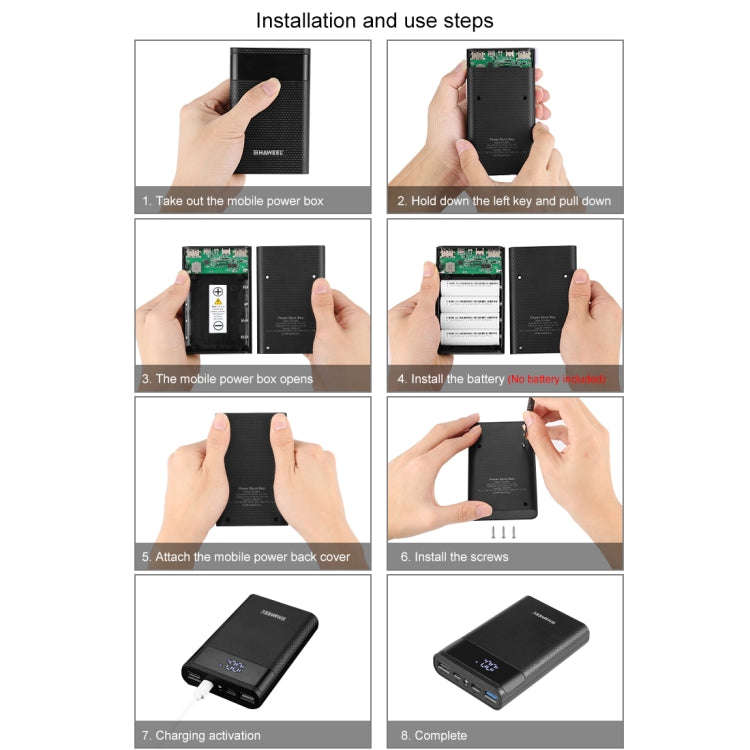 HAWEEL DIY 4x 18650 Battery (Not Included) 12000mAh Dual-way QC Charger Power Bank Shell Box with...