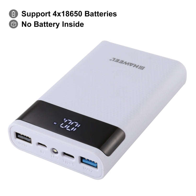 HAWEEL DIY 4x 18650 Battery (Not Included) 12000mAh Dual-way QC Charger Power Bank Shell Box with...