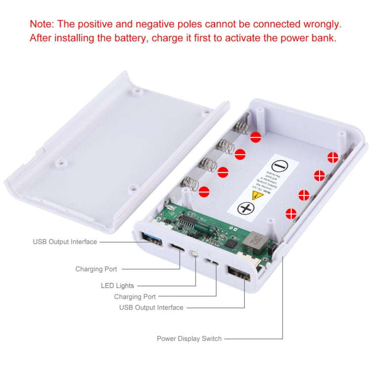 HAWEEL DIY 4x 18650 Battery (Not Included) 12000mAh Dual-way QC Charger Power Bank Shell Box with...
