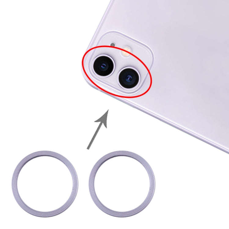 2 PCS Rear Camera Glass Lens Metal Protector Hoop Ring for iPhone 11(Purple)