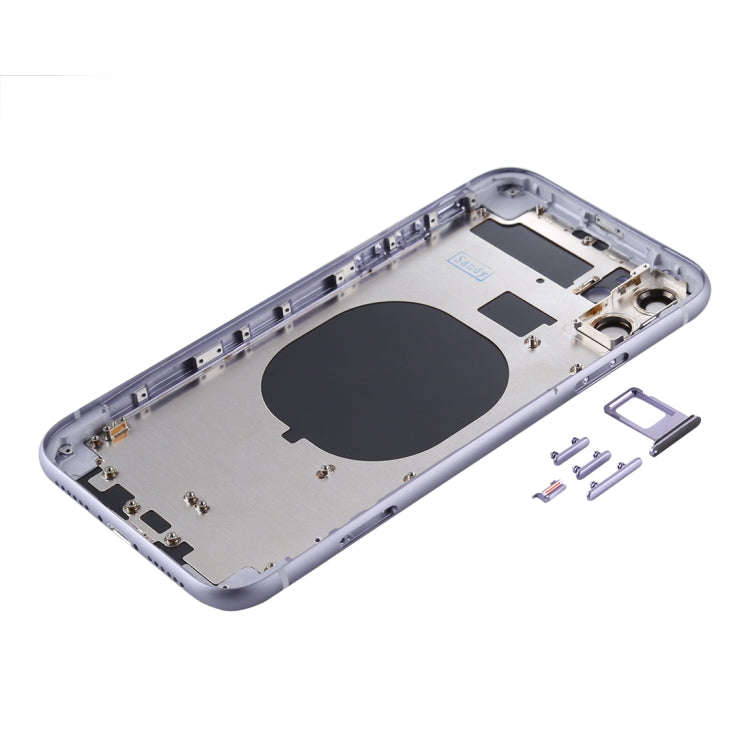 Back Housing Cover with SIM Card Tray & Side keys & Camera Lens for iPhone 11(Purple)