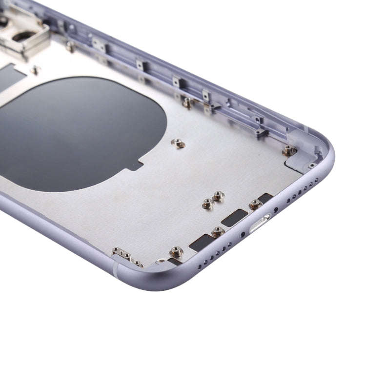 Back Housing Cover with SIM Card Tray & Side keys & Camera Lens for iPhone 11(Purple)