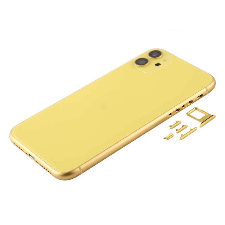 Back Housing Cover with SIM Card Tray & Side keys & Camera Lens for iPhone 11(Yellow)