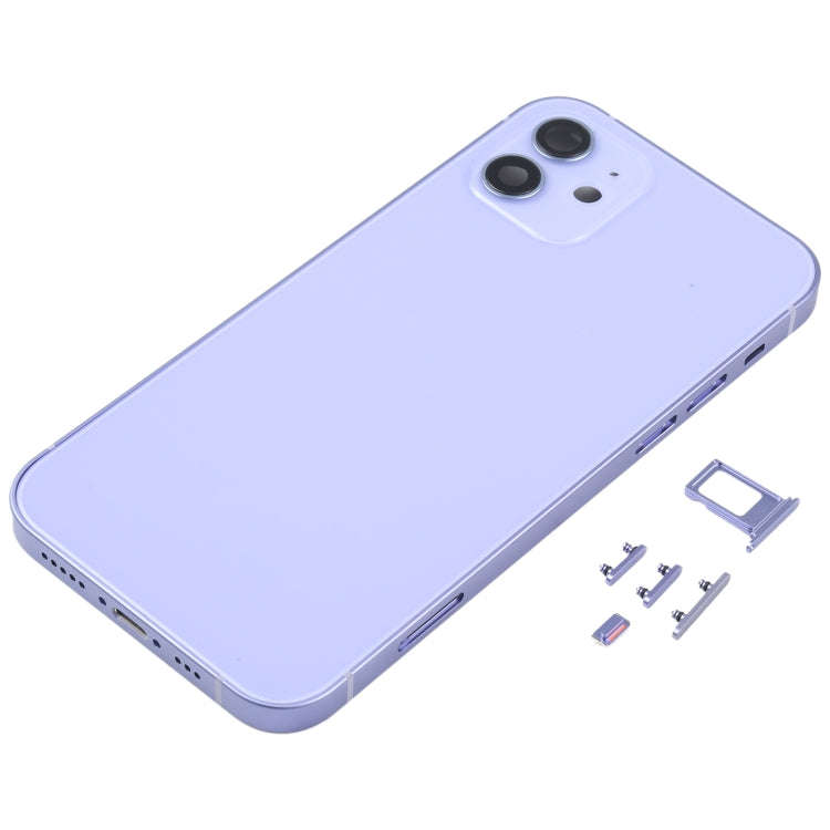 Back Housing Cover with SIM Card Tray & Side  Keys & Camera Lens for iPhone 12(Purple)