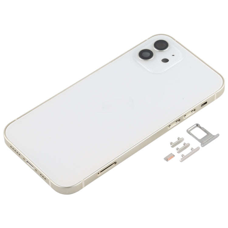 Back Housing Cover with SIM Card Tray & Side  Keys & Camera Lens for iPhone 12(White)