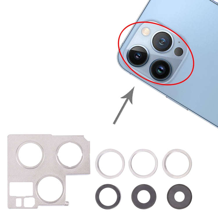 Camera Lens Cover With Retaining Bracket for iPhone 13 Pro(Silver)