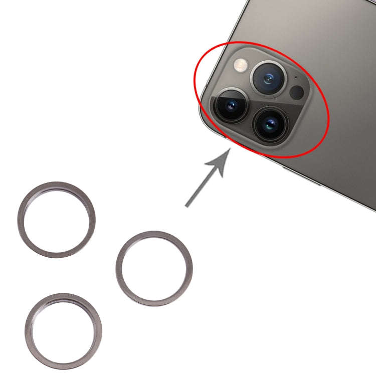 3 PCS Rear Camera Glass Lens Metal Outside Protector Hoop Ring for iPhone 13 Pro Max(Black)