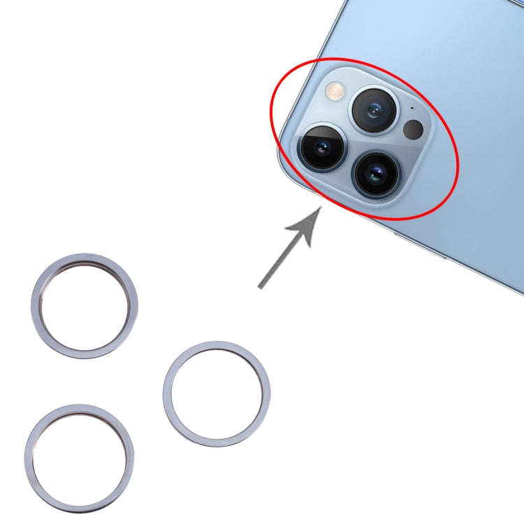 3 PCS Rear Camera Glass Lens Metal Outside Protector Hoop Ring for iPhone 13 Pro Max(Blue)