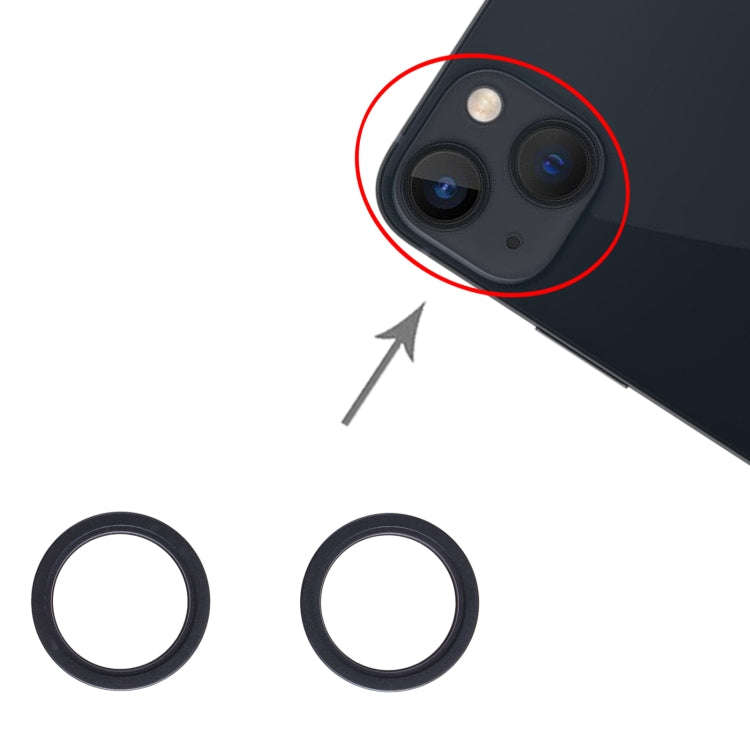 2 PCS Rear Camera Glass Lens Metal Outside Protector Hoop Ring for iPhone 13 mini(Black)