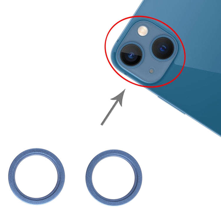2 PCS Rear Camera Glass Lens Metal Outside Protector Hoop Ring for iPhone 13 mini(Blue)