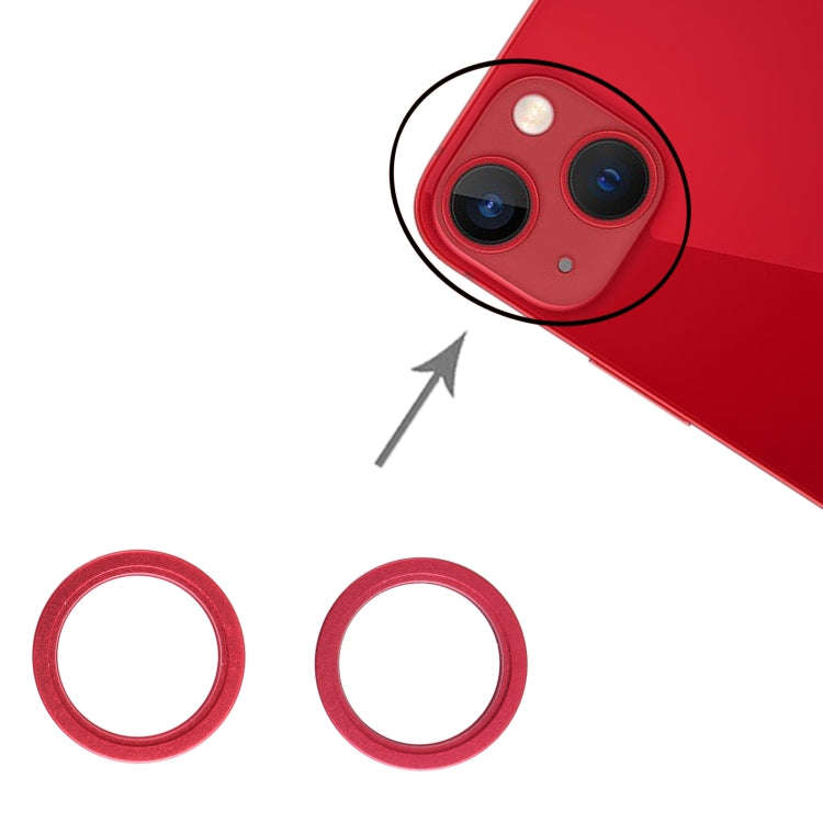 2 PCS Rear Camera Glass Lens Metal Outside Protector Hoop Ring for iPhone 13 mini(Red)